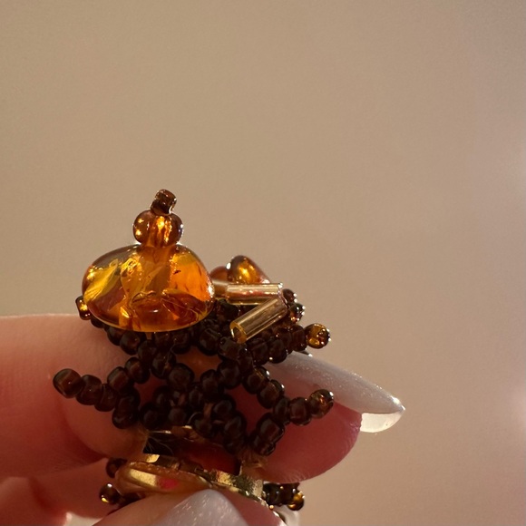 Genuine Baltic Amber Statement Bracelet Hand-Beaded Artisan Jewelry Cognac Honey - Picture 7 of 8